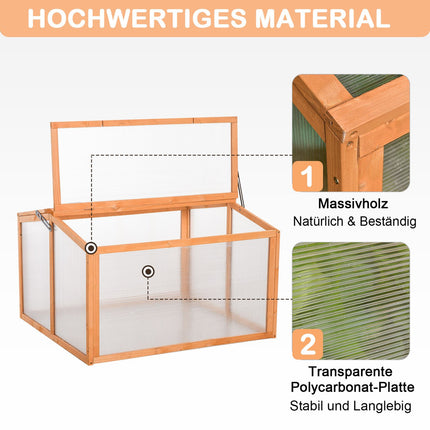 Wood & Polycarbonate cold frame Greenhouse, weather resistant cover