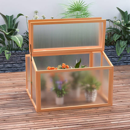 Wood & Polycarbonate cold frame Greenhouse, weather resistant cover