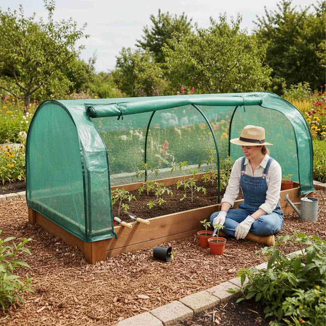 Cold Frame Greenhouse with PE Film and Roll-Up Door