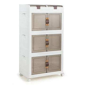 Collapsible 160L Stackable Storage Bins, Wheels, Magnetic Doors