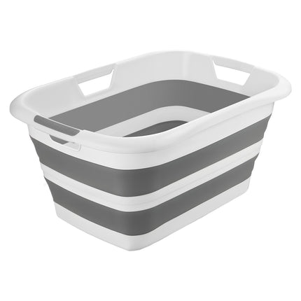 Collapsible Dog Bath Tub With Drain, 34 L, Gray White