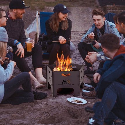 Collapsible Fire Pit, 19-Inch Carbon Steel, Carry Bag
