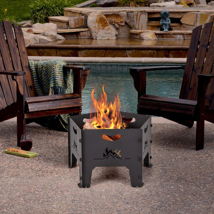 Collapsible Fire Pit, 19-Inch Carbon Steel, Carry Bag