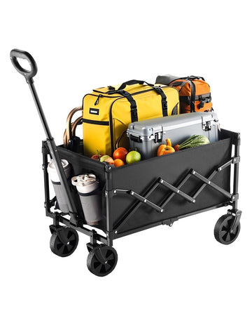 Collapsible Folding Wagon Cart, 120L, 225 lb, Black