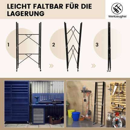 Collapsible Metal Storage Rack with Wheels – Adjustable Shelves