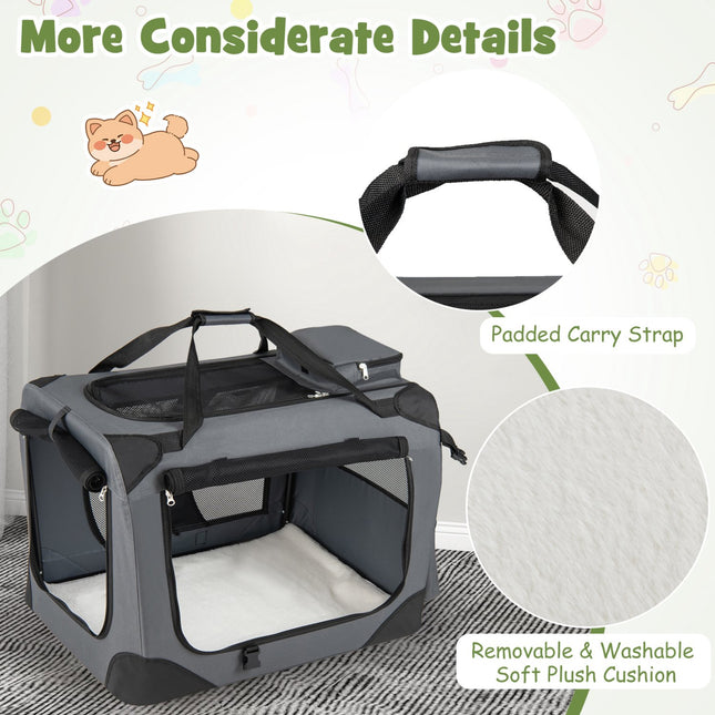Collapsible Soft Dog Crate with Mesh Windows & 3 Doors