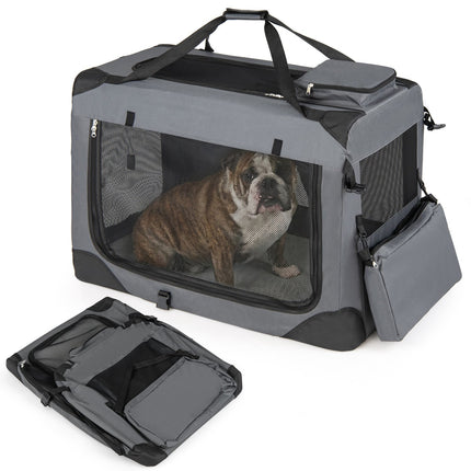 Collapsible Soft Dog Crate with Mesh Windows & 3 Doors
