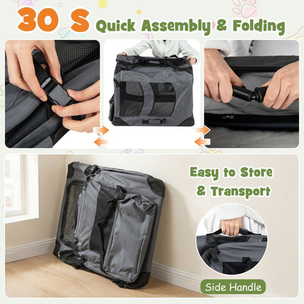 Collapsible Soft Dog Crate with Mesh Windows & 3 Doors