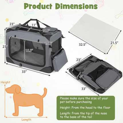 Collapsible Soft Dog Crate with Mesh Windows & 3 Doors