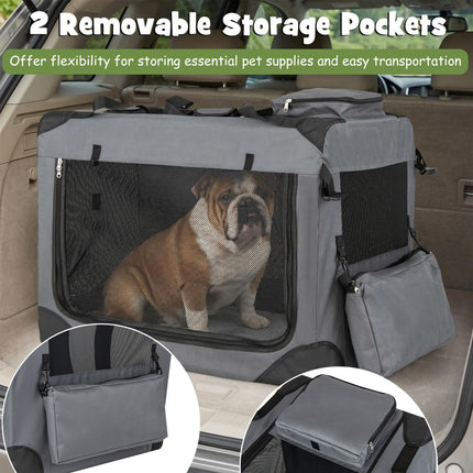 Collapsible Soft Dog Crate with Mesh Windows & 3 Doors