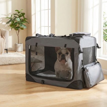 Collapsible Soft Dog Crate with Mesh Windows & 3 Doors