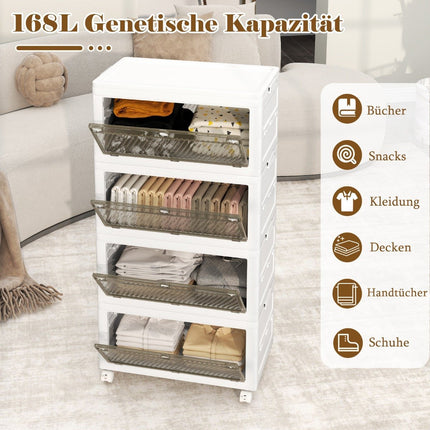 Collapsible Storage Box with Lid, 126L/168L, Wheels