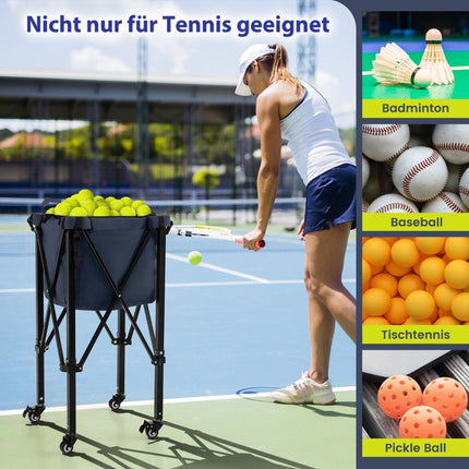 Collapsible Tennis Ball Cart with Wheels, Holds 150 Balls