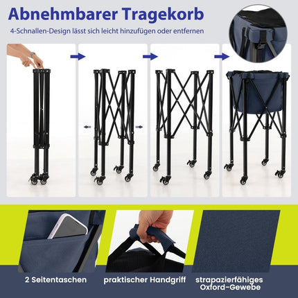Collapsible Tennis Ball Cart with Wheels, Holds 150 Balls
