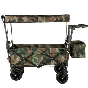 Collapsible Wagon Cart, Removable Canopy, 220 lb, All-Terrain Wheels