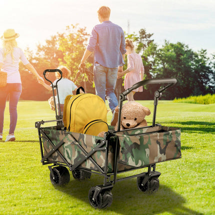 Collapsible Wagon Cart, Removable Canopy, 220 lb, All-Terrain Wheels
