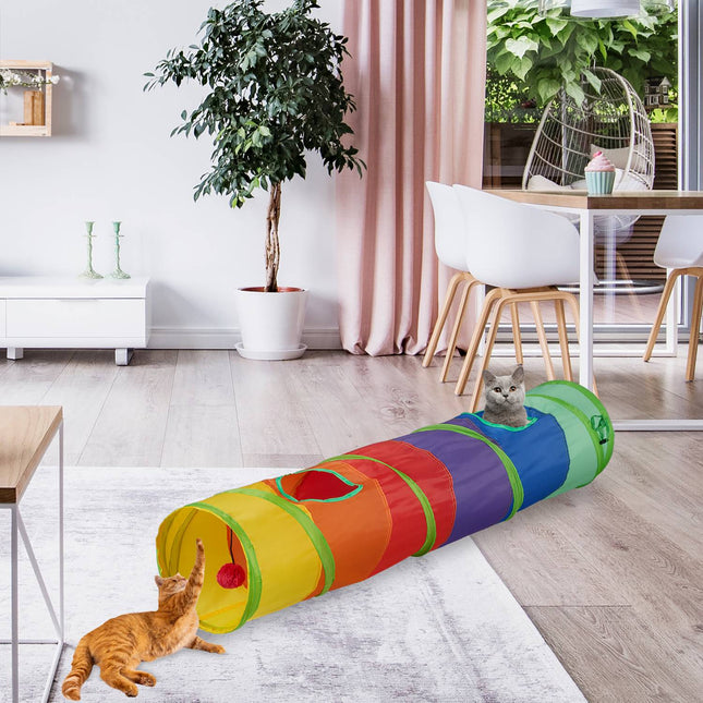 Collapsible cat tunnel in colorful colors