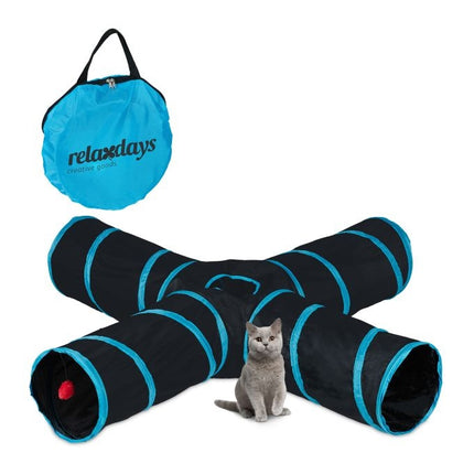 Collapsible cat tunnel with 4 aisles
