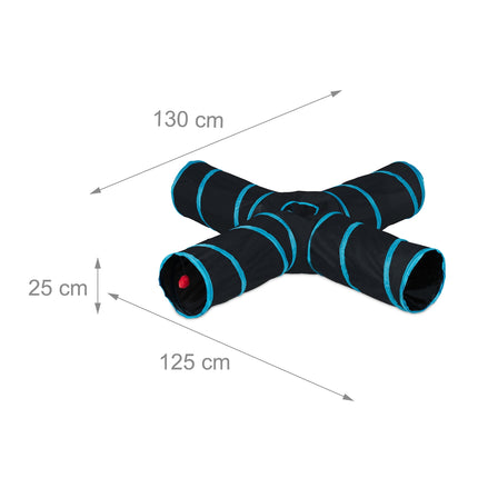 Collapsible cat tunnel with 4 aisles