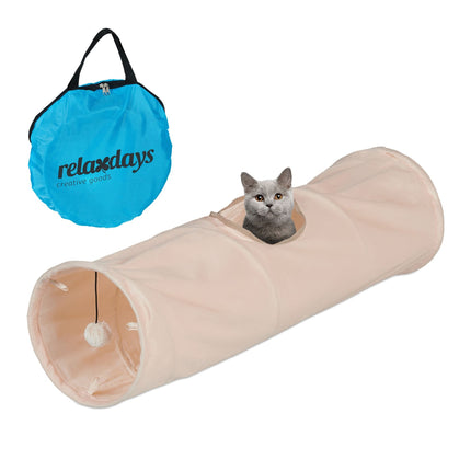 Collapsible cat tunnel with plush