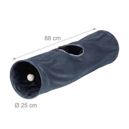 Collapsible cat tunnel with plush