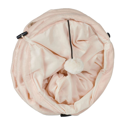 Collapsible cat tunnel with plush