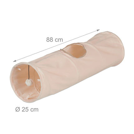 Collapsible cat tunnel with plush