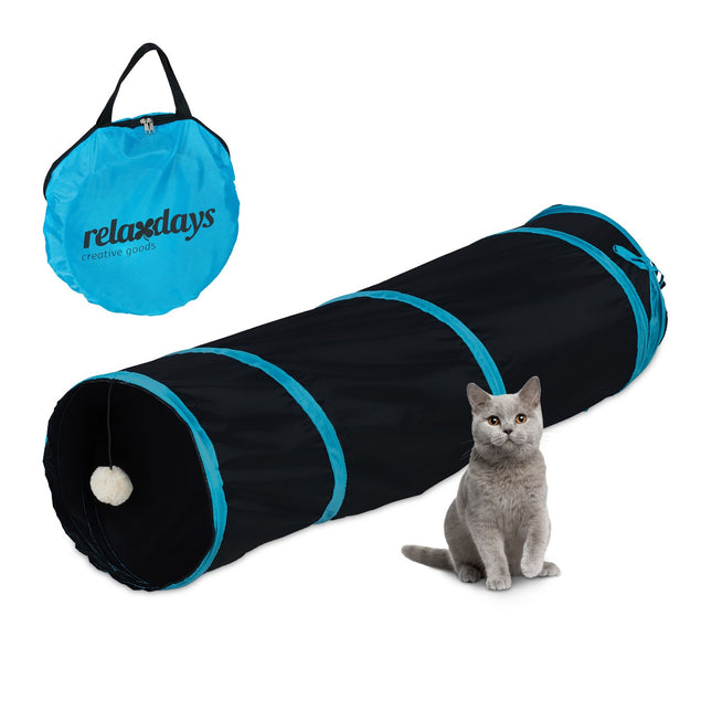 Collapsible cat tunnel with toys