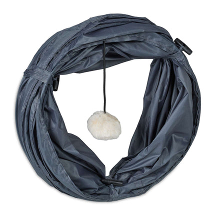 Collapsible cat tunnel with toys