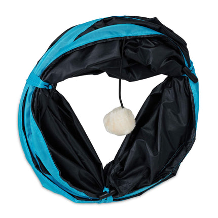 Collapsible cat tunnel with toys