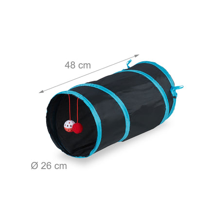 Collapsible cat tunnel with toys