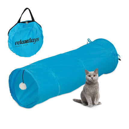 Collapsible cat tunnel with toys