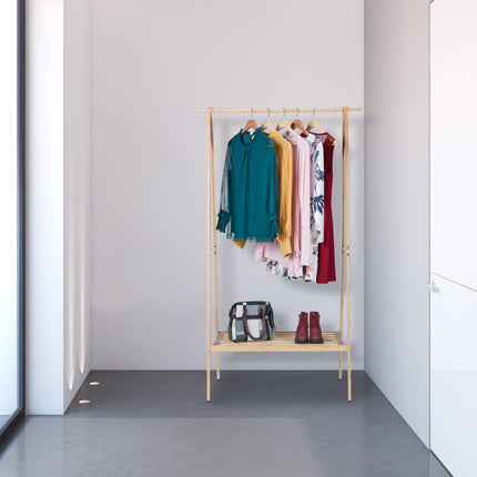 Collapsible clothes rack with shelf
