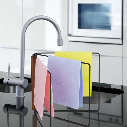 Collapsible holder for dishcloths with 3 bars
