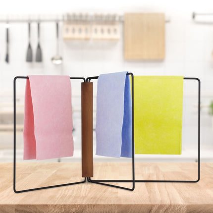 Collapsible holder for dishcloths with 3 bars