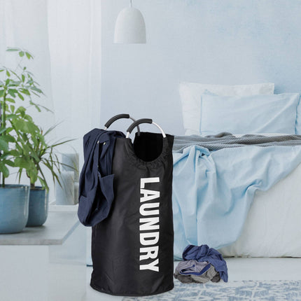 Collapsible laundry basket with handle