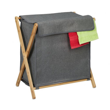 Collapsible laundry basket with lid