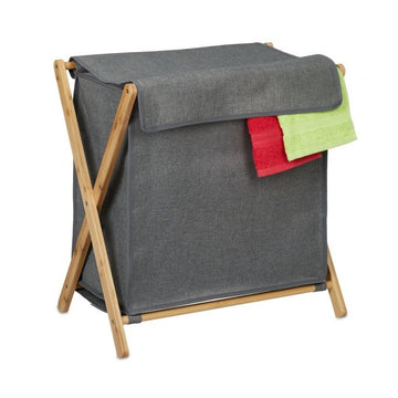 Collapsible laundry basket with lid