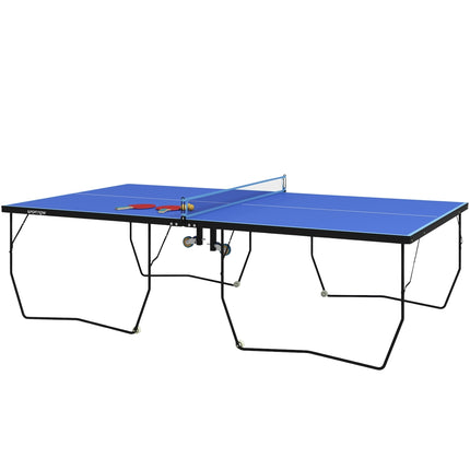 Collapsible outdoor table tennis set with net and wheels