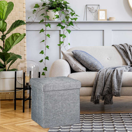 Collapsible stool with linen fabric storage