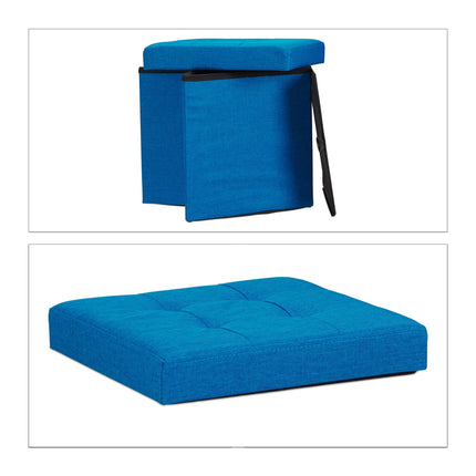 Collapsible stool with linen fabric storage