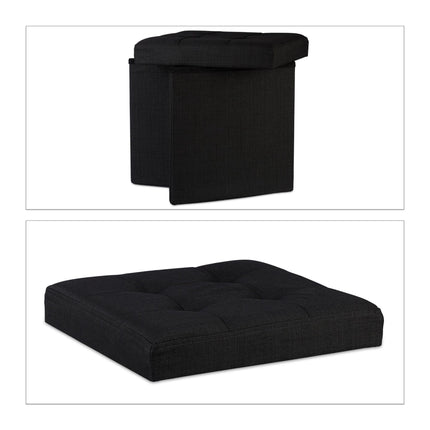 Collapsible stool with linen fabric storage
