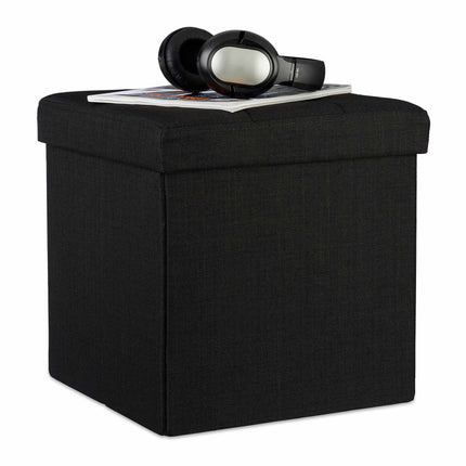 Collapsible stool with linen fabric storage