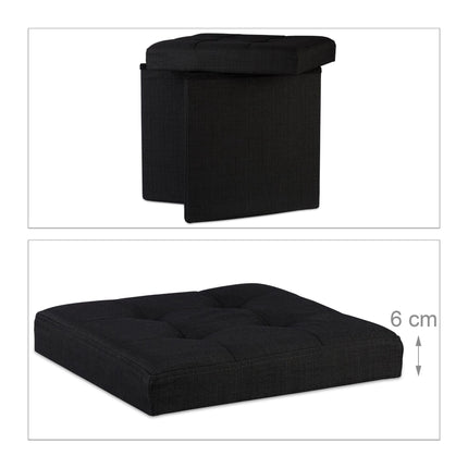 Collapsible stool with linen fabric storage