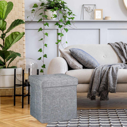 Collapsible stool with linen fabric storage