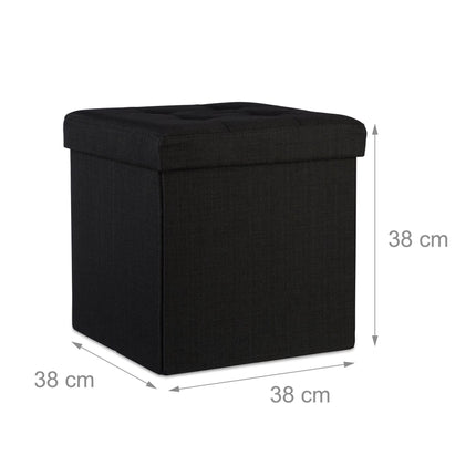 Collapsible stool with linen fabric storage