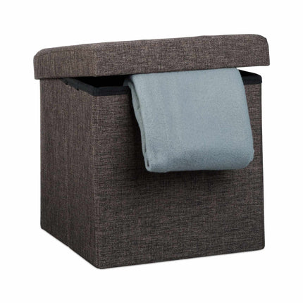 Collapsible stool with linen fabric storage