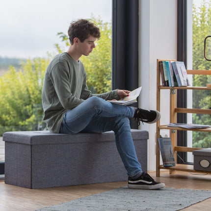 Collapsible storage bench linen fabric