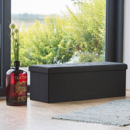 Collapsible storage bench linen fabric
