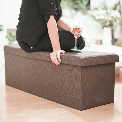 Collapsible storage bench linen fabric